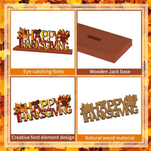 4Pcs Mouse Thanksgiving Table Decorations Wooden Centerpiece Cute Themed - Picture 4 of 8